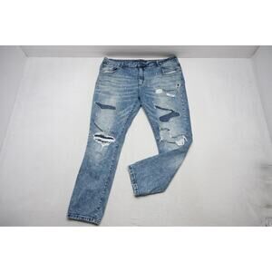 Grindhouse Y2K Stretch Straight Distressed Denim Jeans Skateboard‎ Mens 44 x 32